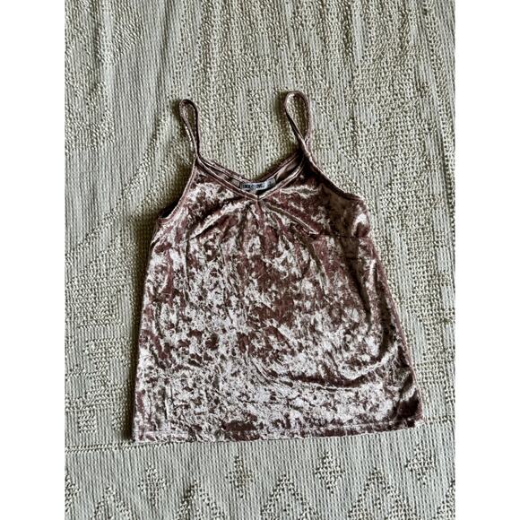 Pink Crushed Velvet Tank Top Lock & Love Premium Sz Small Made in USA Polyester - Picture 3 of 6